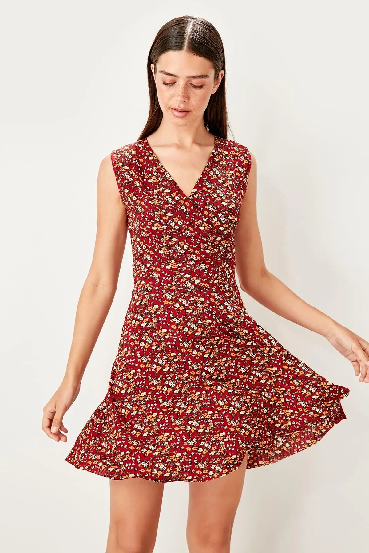 Trendyol бордовое мини трикотажное платье Desneli TWOSS19EL0344|Женские платья| |