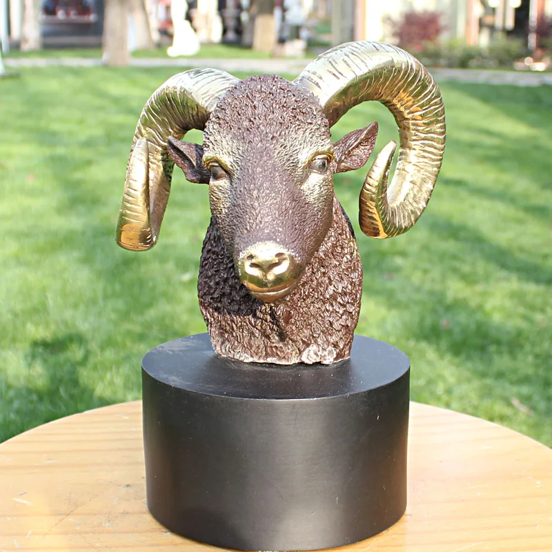 

Holy sheep sheep head copper s business gift bronze bronze statue Home Furnishing decoration art sroom Art Statue