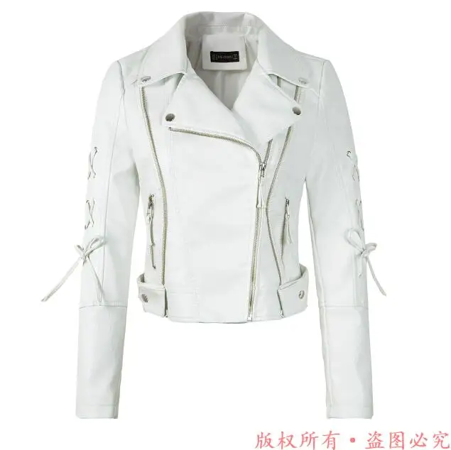 YLL8860 Beige Женская куртка из искусственной кожи высокого качества, винтажное байкерское пальто, короткая мотоциклетная куртка на молнии из искусственной кожи, красная куртка, весеннее уличное кожаное пальто черного цвета - Цвет: YLL8860 Beige