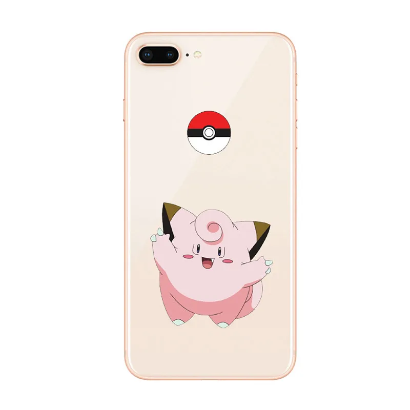 Тонкая мягкая задняя крышка Pokemons Pikachue Transapent TPU для iPhone XS MAX 4S 7 plus 6 s Plus 5 5S 8