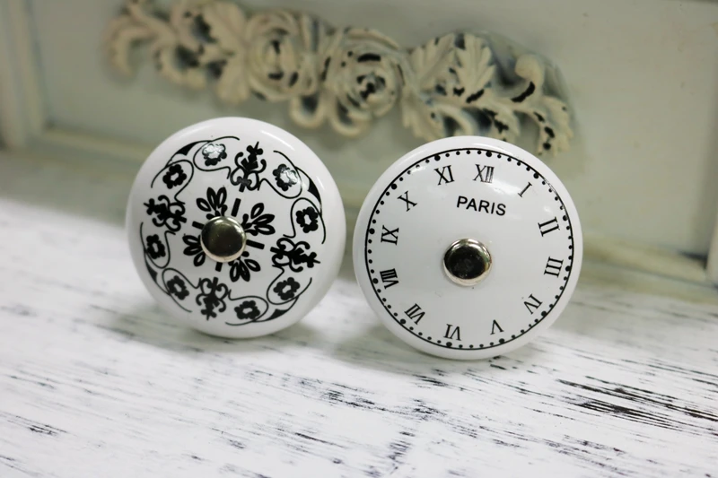 Hole ceramic handle digital clock French European pattern retro furniture drawer chest of drawers | Обустройство дома