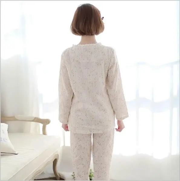 

Fdfklak Spring Autumn Cotton Pregnant Pajamas Maternity Nightwear Nursing Pajamas Long Sleeve For Lactating Moms Clothes F166