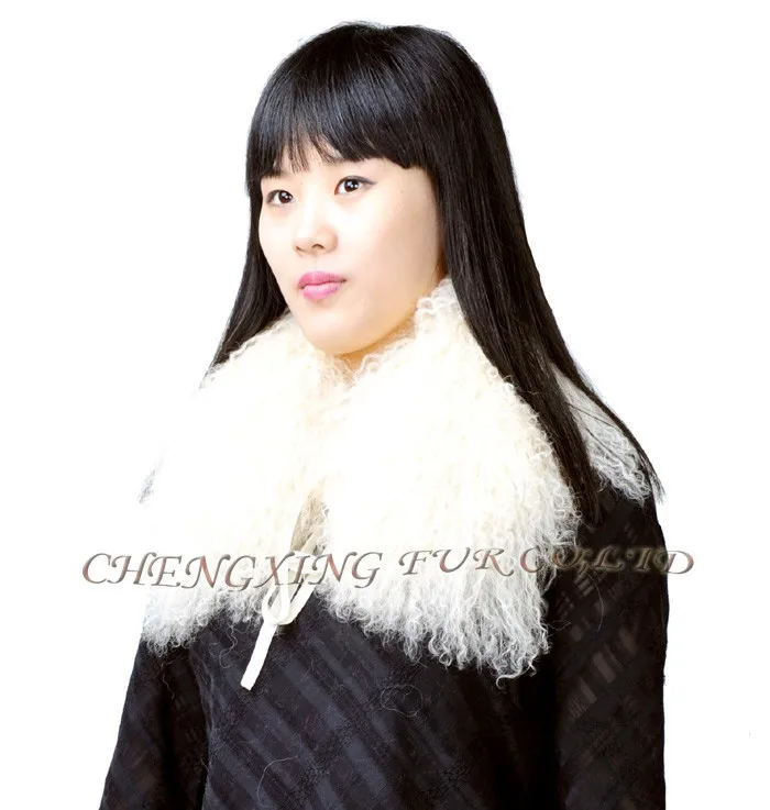 Дешевый натуральный мех тибетской ламы воротник с лентой много цветов ~ Прямая