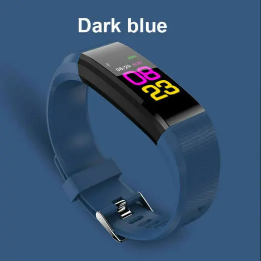 Blue Умный Браслет ID115 Plus с OLED экраном, спортивный шагомер, часы для фитнеса, бега, ходьбы, трекер, пульсометр, шагомер, умный Браслет - Цвет: Blue