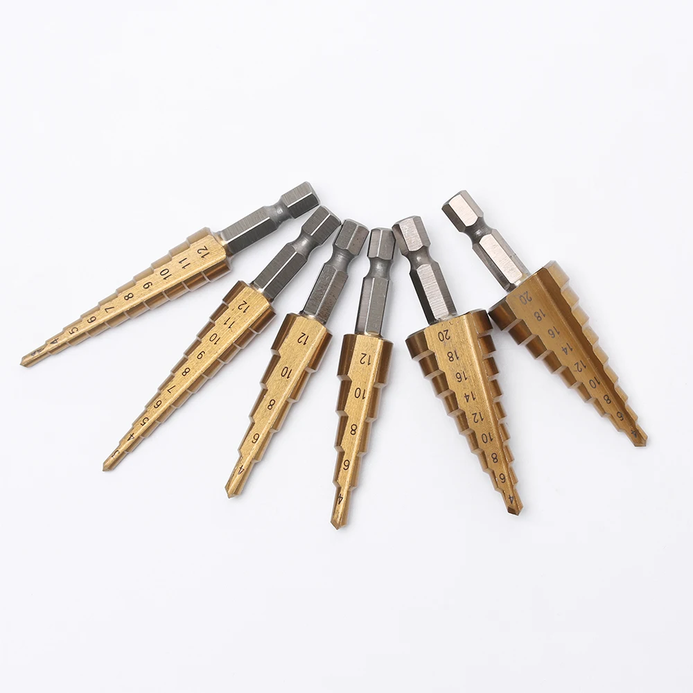 DAYFULI 1/3 шт. Быстрорежущее титановое покрытие ступенчатое сверло Металл 3 12 мм 4 20