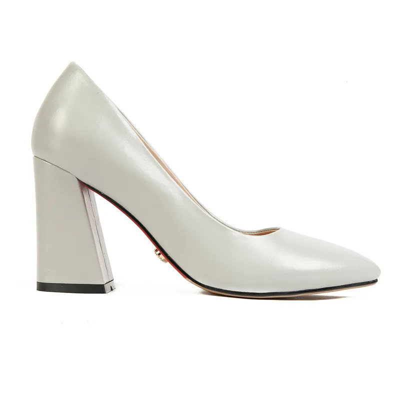 YMECHIC Womens Office Lady Dress Shoes High Heels Black Gray Pointed Toe Summer Chunky Heel Women Pumps Plus Size 2018 | Обувь