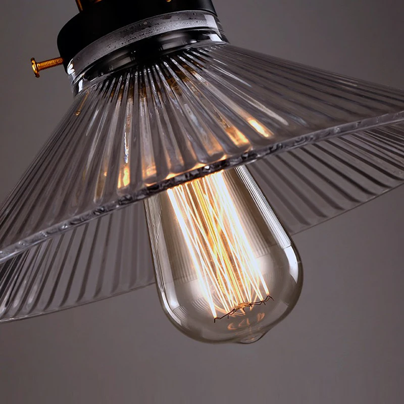 Столовая стекло или металлический оттенок подъема висит лампы Ретро Винтаж шкив