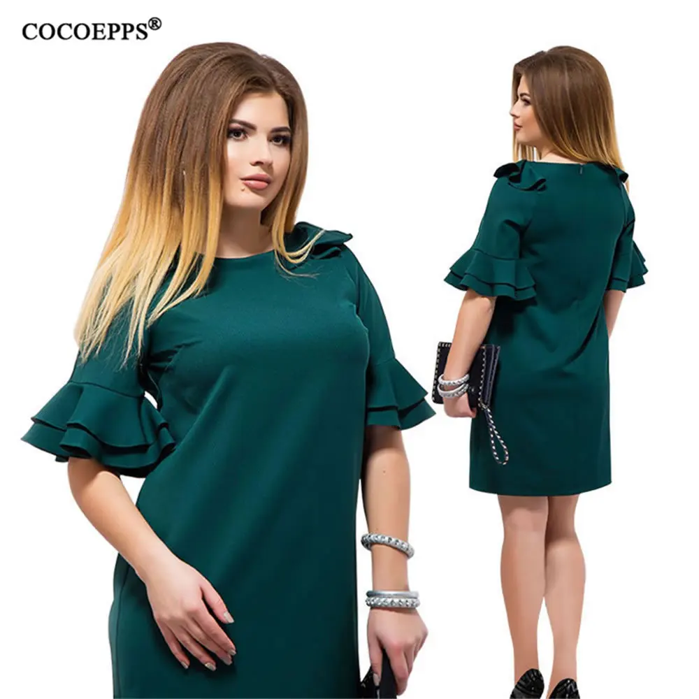 Летнее женское платье COCOEPPS большого размера 5XL 6XL 2019 повседневные красные