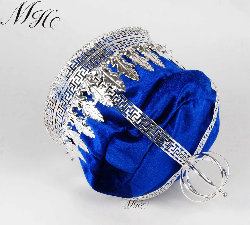 Ярко синий бархатный бижутерия для волос диадемы 9 дюймов|medieval tiara|crown kingcrown crown |