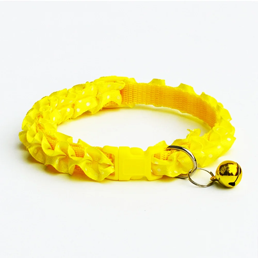 Yellow Ошейник для кошек с колокольчиком ошейник для маленьких собак кошек щенок, домашнее животное, кот ошейник для собак товары для собак SR0007 - Цвет: Yellow