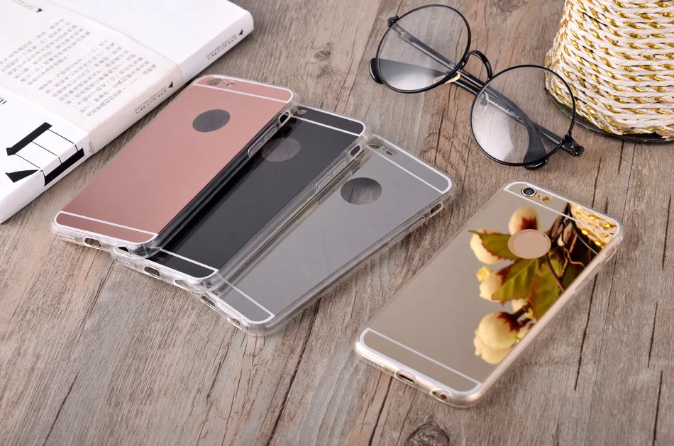 Зеркальный ТПУ чехол для IPhone X 8 7 6 6S Plus 5 5S 5SE 4 4S ультра тонкий роскошный блестящий