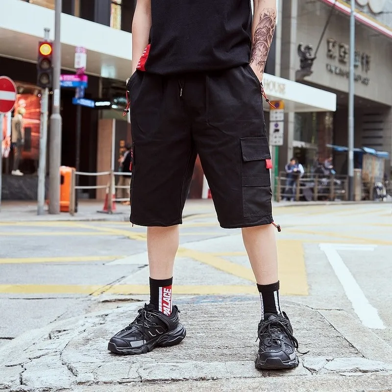 Мужские шорты Карго с несколькими карманами в стиле хип хоп кулиской