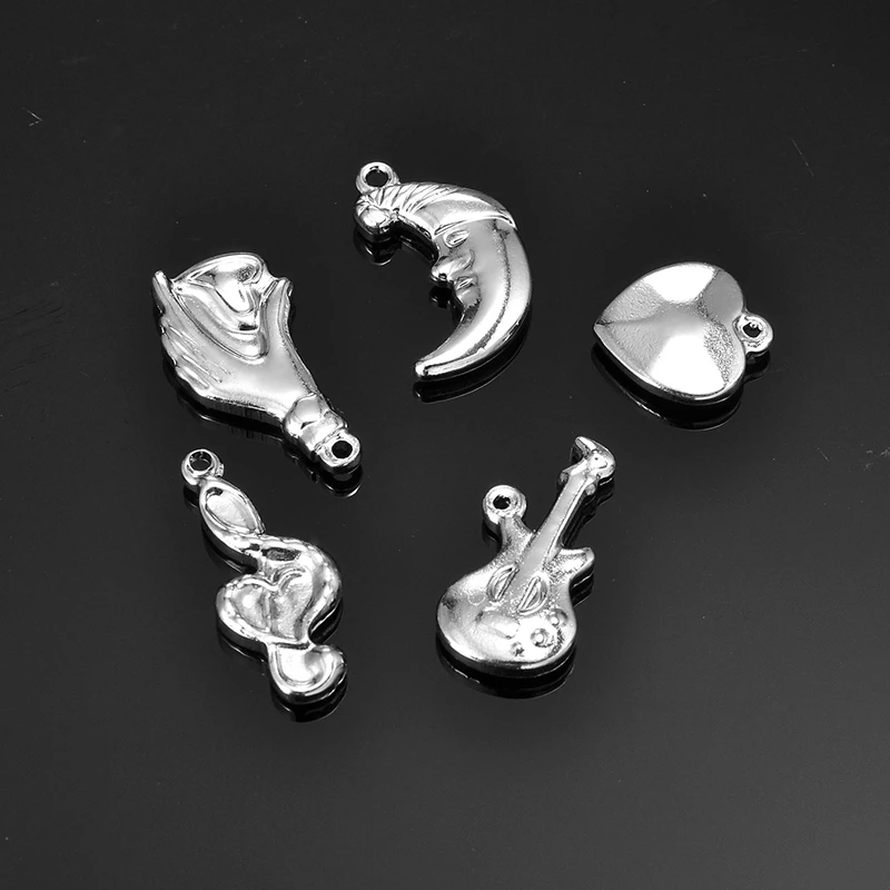 5 шт. очаровательыне нержавеющие кулон серебряный колокольчик Персиковое Сердце