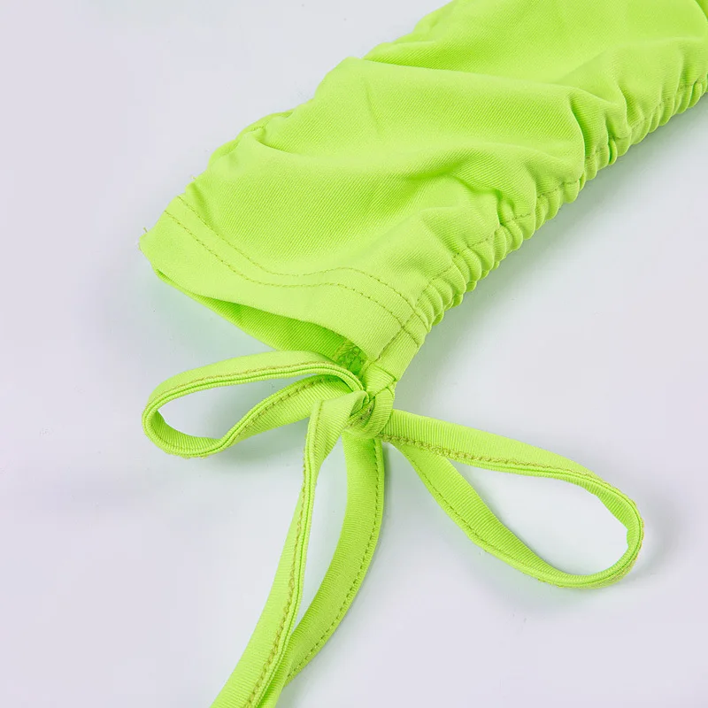 Neon Green Ruched off Shoulder Long Sleeve Bodycon Dress - Sexy Party Night Club Dress for Fall 2019 by BOOFEENAA (C66-AC32) image 6