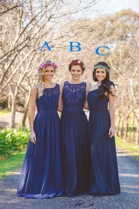 Лонг-бич платья невесты синий старые кружева длина пола и maid of honor платье