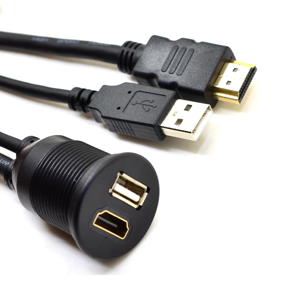 3 фута Автомобильный USB HDMI AUX панель расширения кабель для скрытого монтажа