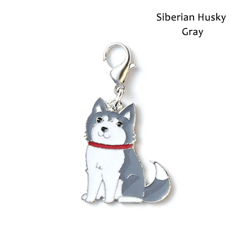 Siberian Husky Gray Металлическая бирка для собаки в форме собаки, ошейник для собаки далматинца, украшение для собаки, подвеска, подвесной декоративный брелок, Аксессуары для кошек - Цвет: Siberian Husky Gray