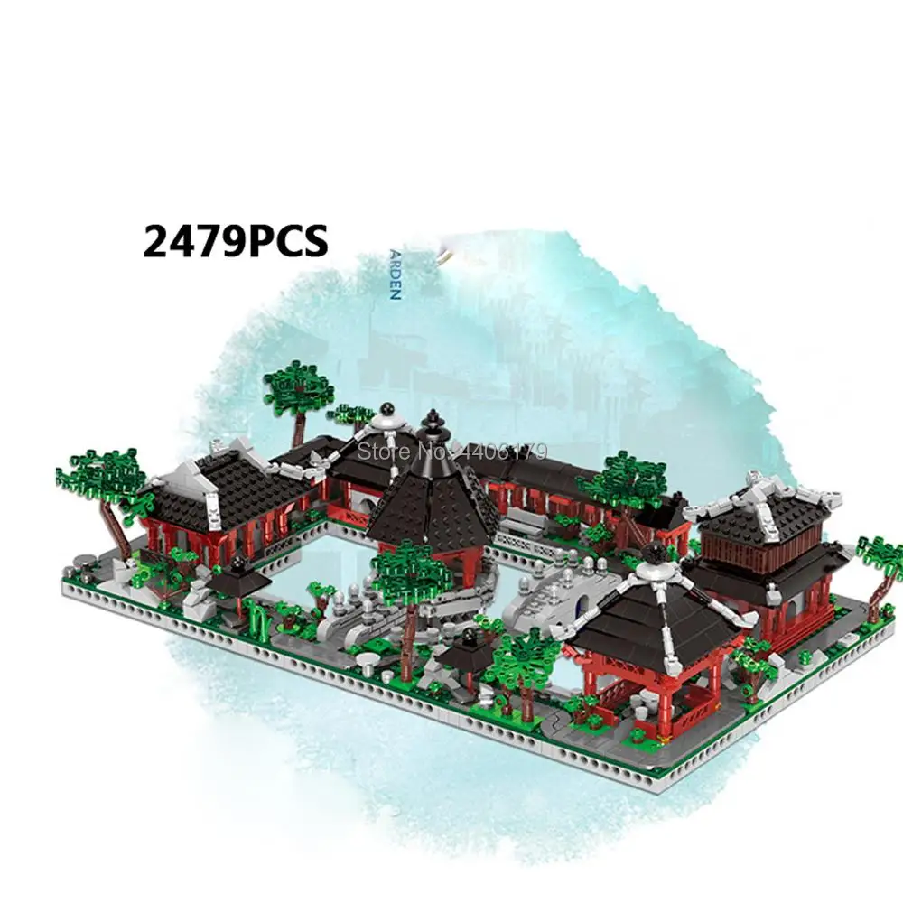 

hot city classical Creative Street view 6 in 1 house Architecture drawing garden Suzhou model bricks building blocks toys gift