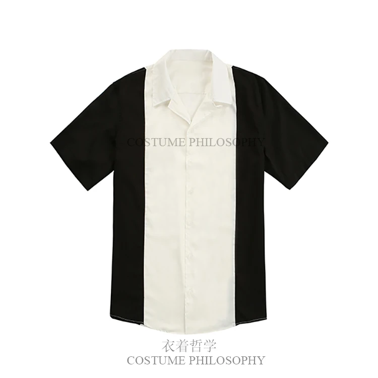 S-5XL 2018 New Men's Bigbang Hair Stylist Original Black white stitching Contrast color short sleeved Shirt Plus size costumes