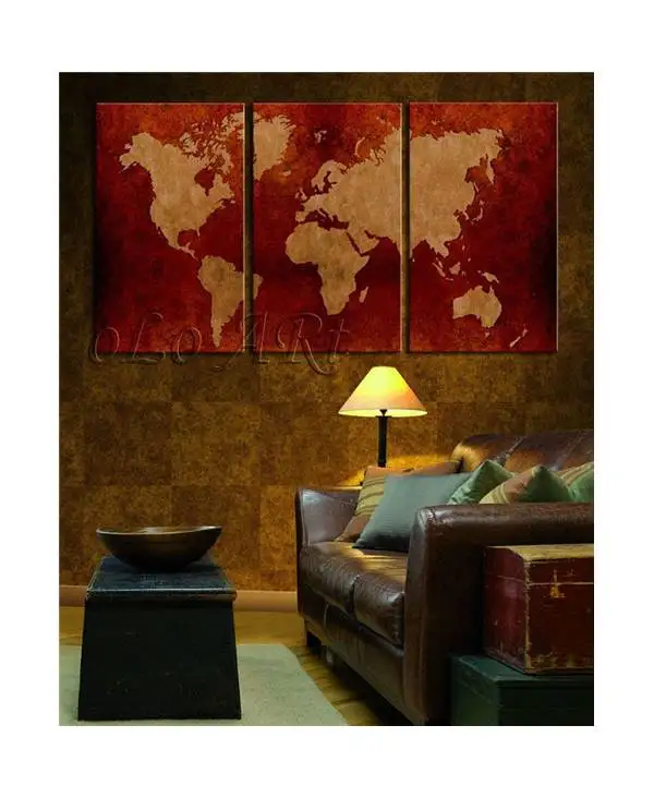 Комплект из 3 предметов Wall Art карта восстановление древних способов изображения Hd