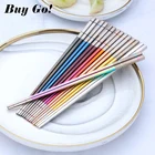1 пара, китайские Нескользящие палочки для еды из нержавеющей стали