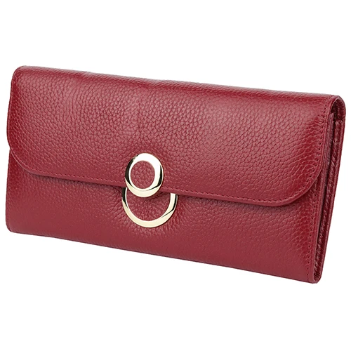 Wine Red COMFORSKIN, длинные женские кошельки, роскошные, из воловьей кожи, женские кошельки на молнии,, популярный бренд, большая вместительность, органайзер, кошельки - Цвет: Wine Red