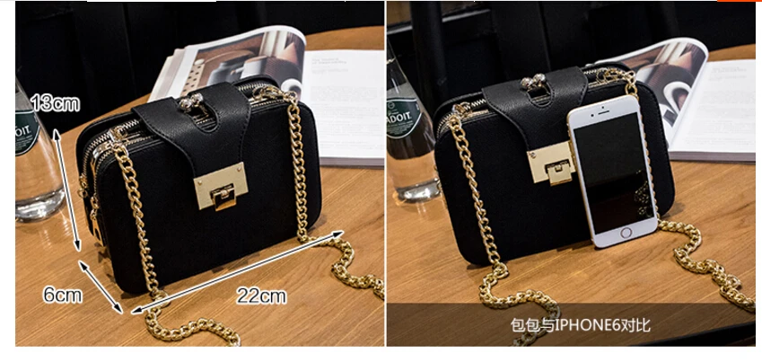 

Women's cross-body vintage small handbag shoulder messenger bag mobile phone small bags chain black