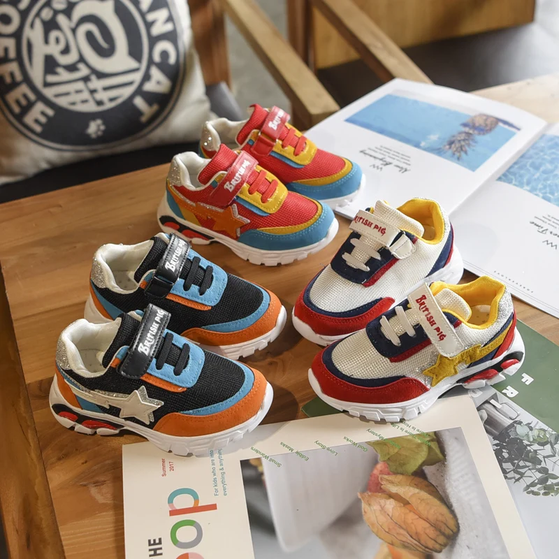 Весенние черные кроссовки для бега мальчиков модная спортивная обувь маленьких