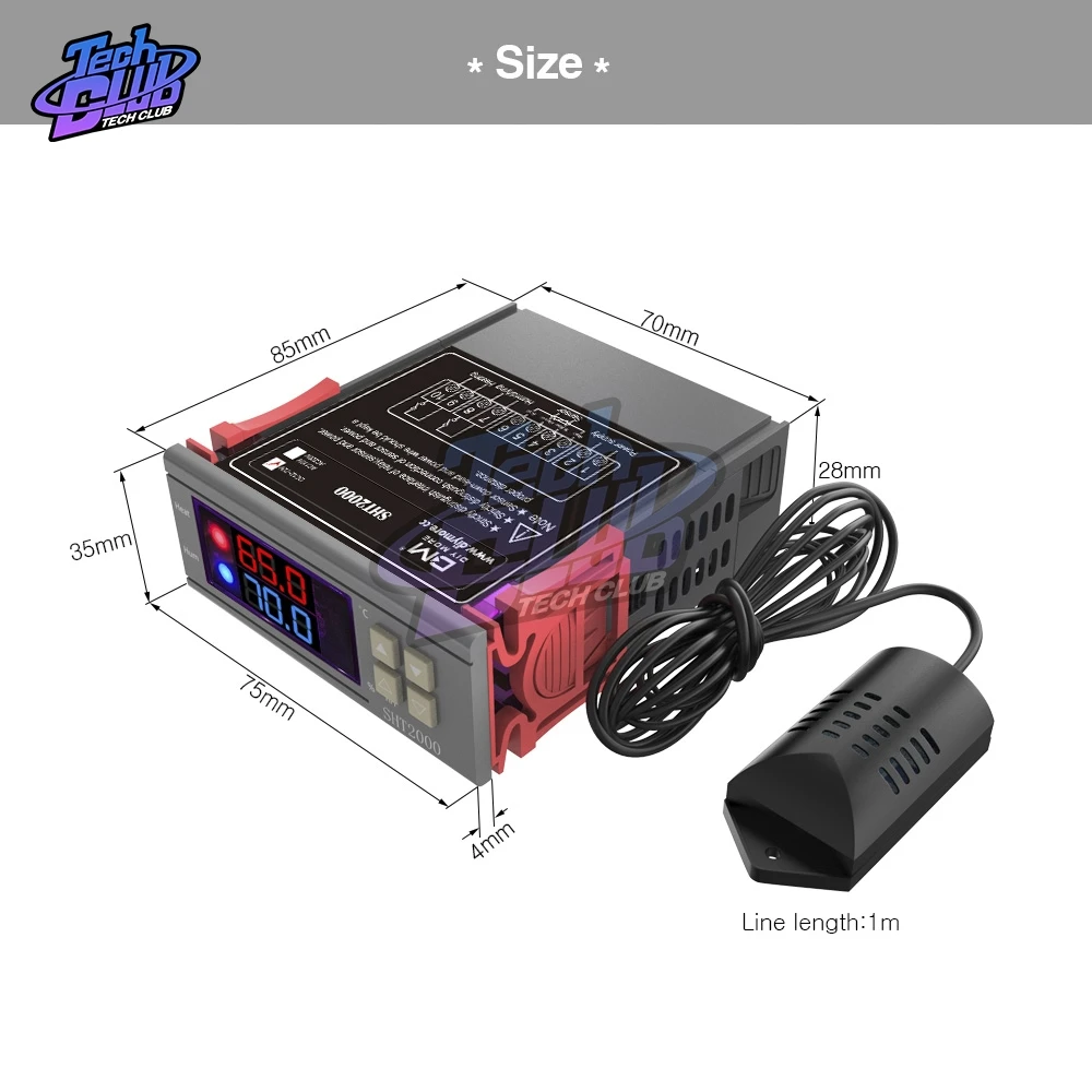 SHT2000 AC 110V 220V DC 12V 10A цифровой регулятор температуры и влажности домашний холодильник термостат гигрометр