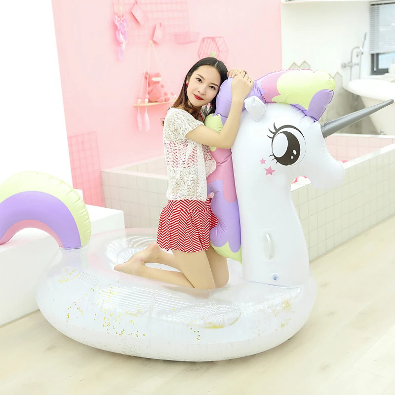 250 см гигантский сверкающий Единорог плавающий для бассейна езда на блестящей