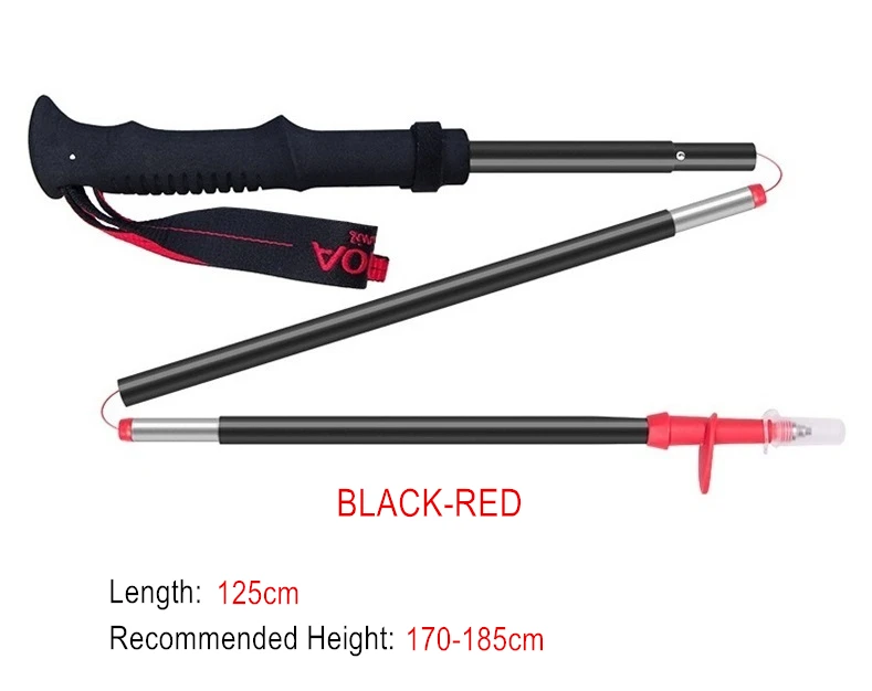 Black-Red 125cm AONIJIE E4093 трехслойный складной Сверхлегкий Быстрый замок треккинговые палки походные палки трость для бега алюминиевый сплав - Цвет: Black-Red 125cm