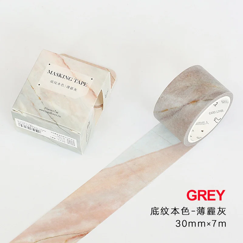 Малярный скотч плановики ноутбуки Сделай Сам лента для декорации Washi Мрамор древесины канцелярские наклейки kawaii/ - Цвет: Grey