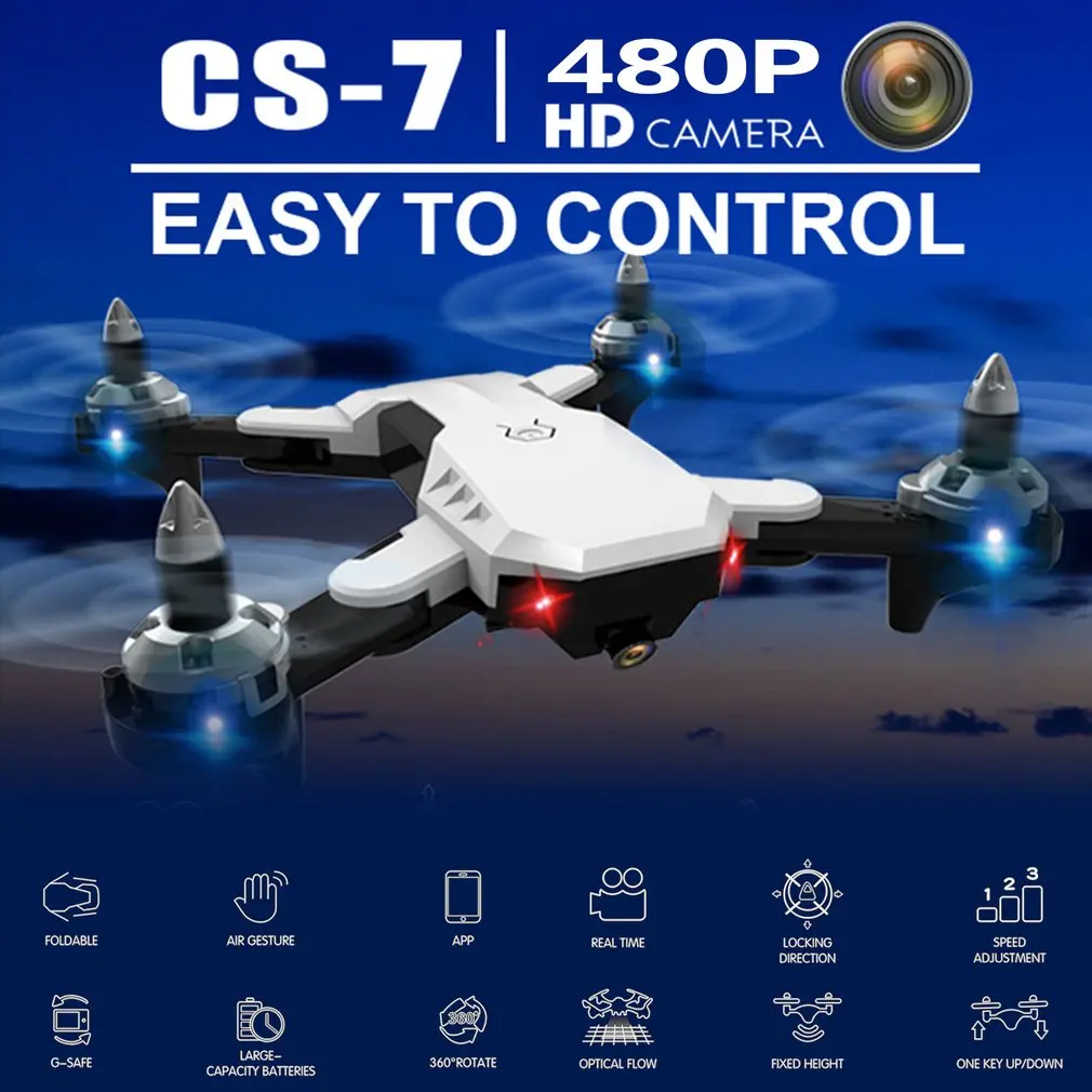 480P White CS-7 складной Квадрокоптер с 4 канала 6-Axis Гироскопы uav 480P 720P 1080 Камера Скорость Регулируемый «Безголовый» режим ощущающий силу тяжести - Цвет: 480P White