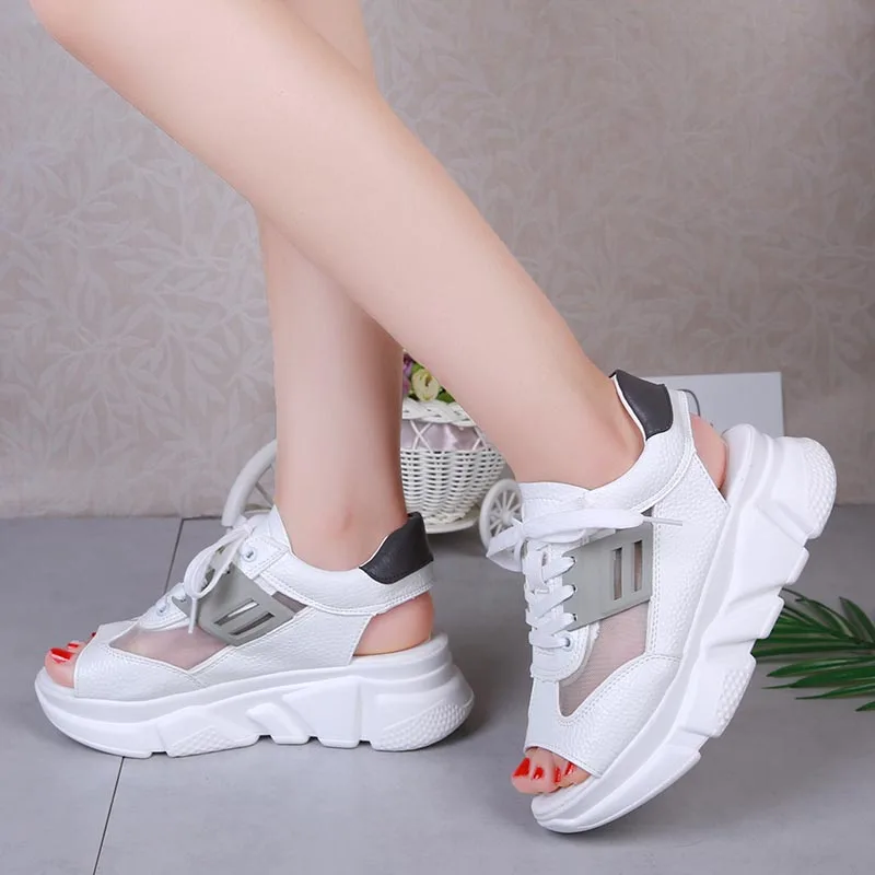 Gray Женские босоножки; коллекция года; Летняя обувь на платформе; sandalias Mujer; женская летняя обувь на плоской подошве; Zapatos Chaussures Sandales Femme - Цвет: Gray
