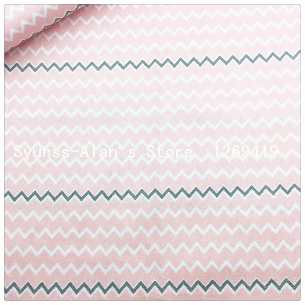 Syunss Twill Cotton Fabric DIY Tissu Patchwork Telas Sewing Baby Toy Bedding Quilting Cloth Pink Gray Waves Printed Craft Tecido | Дом и сад
