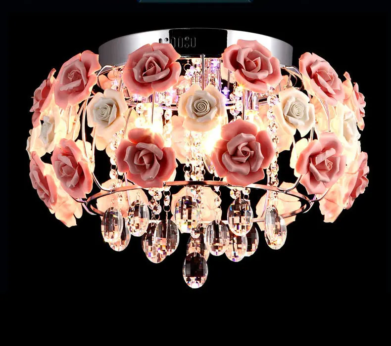 Ceiling lights Современные лампы хрустальная люстра для кухню роскошных номеров розы Вступление фойе освещения с E14 светодиодные лампы 9068 - Цвет абажура: Ceiling lights
