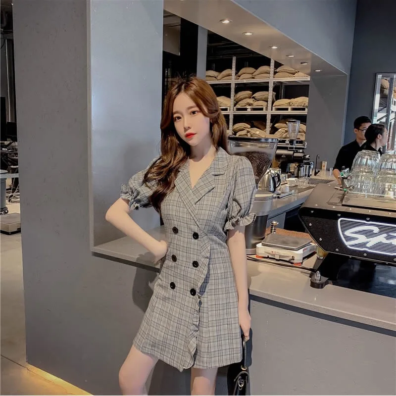 

double breaste women blazer jacket work dress short sleeve party dress Office ladies button plus size long blazers feminino