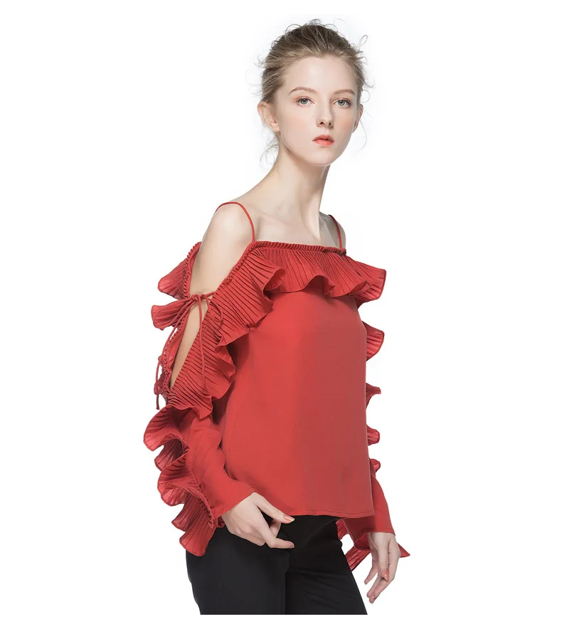 

Urumbassa women ruffles blouse 2018 spring off-shoulder Tops Sexy casual Shirts