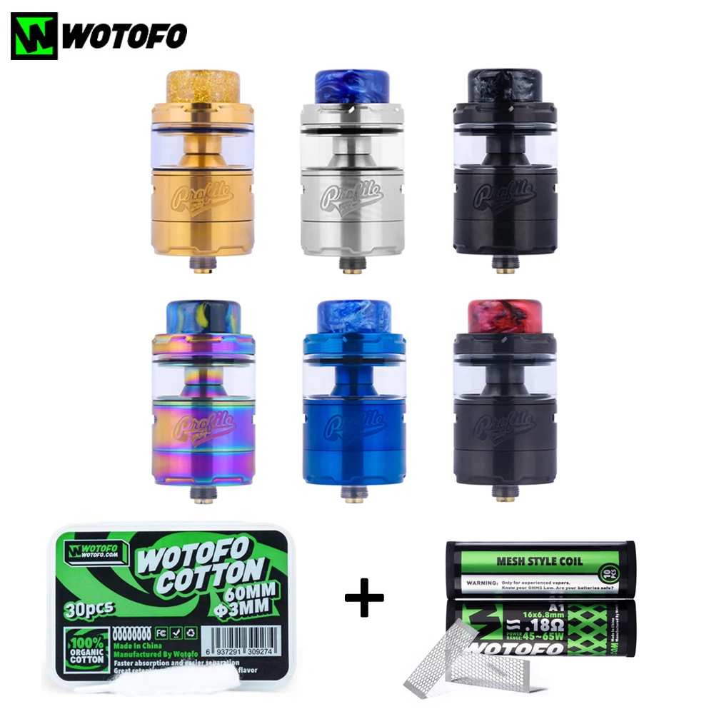 Оригинальный распылитель Wotofo Profile unit RTA с 30 шт. хлопка и 10 сеткой 3 5 мл бак для вейпа