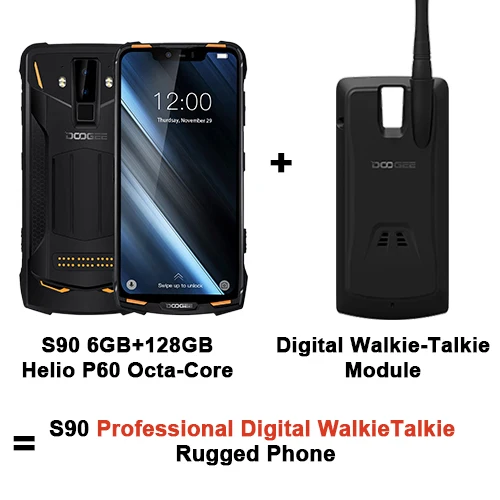 Digital WalkieTalkie IP68/IP69K DOOGEE S90 модульный прочный мобильный телефон 6,18 дюймов дисплей 5050 мАч Helio P60 Восьмиядерный 6 ГБ 128 ГБ Android 8,1 16,0 M Cam - Цвет: Digital WalkieTalkie