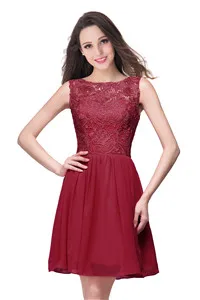 Burgundy Дешевая цена линия Кружева тюлевый корсет юбка красное короткое платье для Школьного бала Вечерние платье для выпускного вечера De Formatura - Цвет: Burgundy