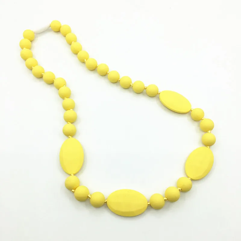 Детские и мамочки бусы, пищевое Силиконовое ожерелье для прорезывания зубов, кулоны для кормления, Радужное Силиконовое овальное ожерелье для прорезывания зубов