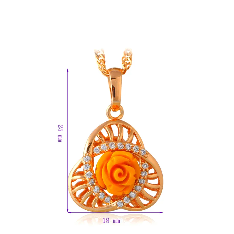 Изящные розовые ожерелья и кулоны розового цвета с цирконием в тон желтого