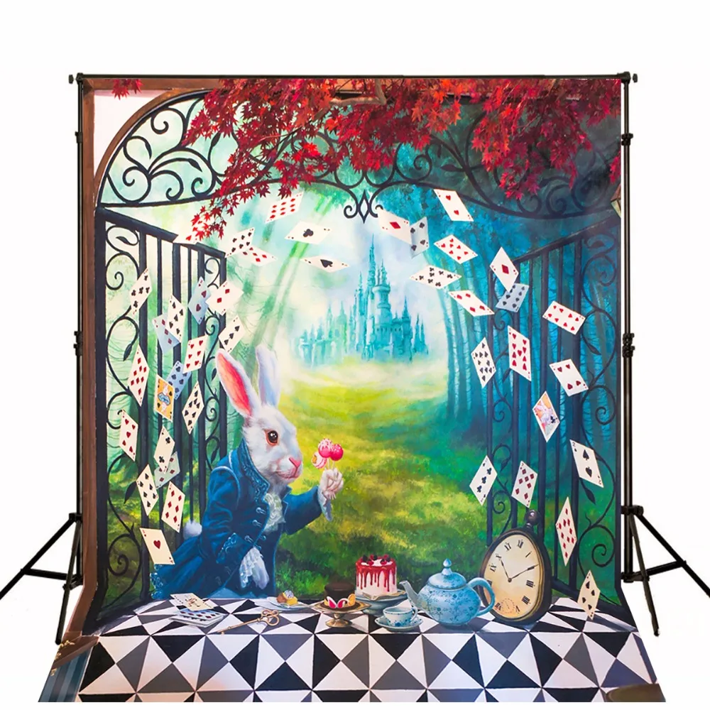 Фон для фотосъемки Colorwonder Alice in Wonderland с изображением чая вечерние игральные карты