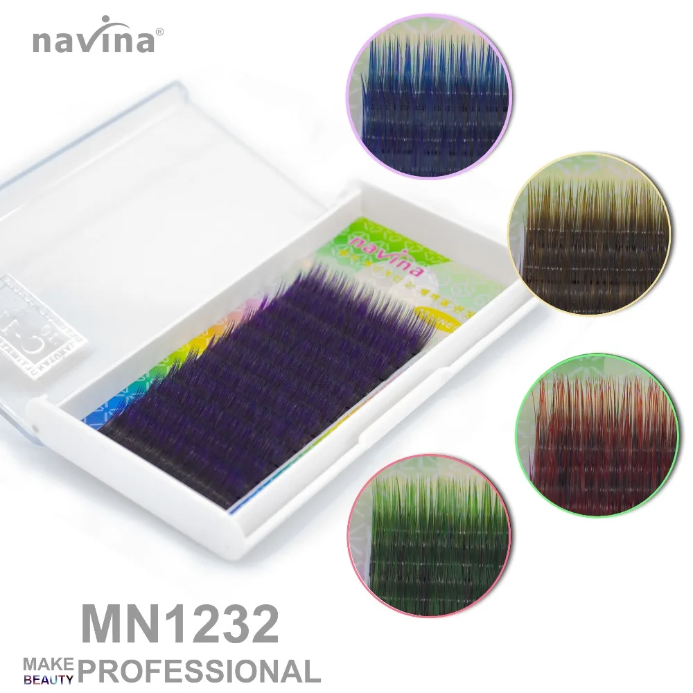 Накладные шелковые ресницы для макияжа navina черные и цветные скручиваемые CD
