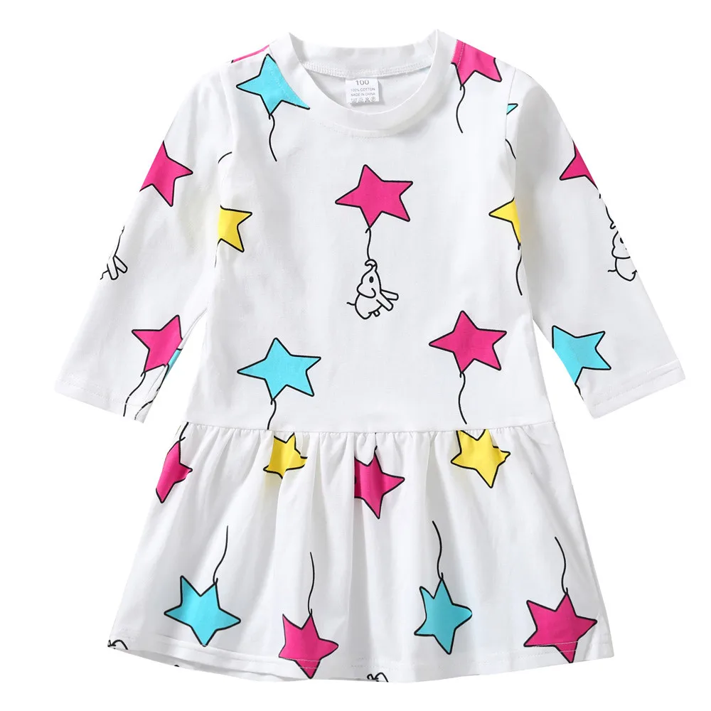 Baby Kids Girls Stylish fashion design Dress Toddler Princess Party Star Print Striped Tutu Dress\ clothes | Детская одежда и