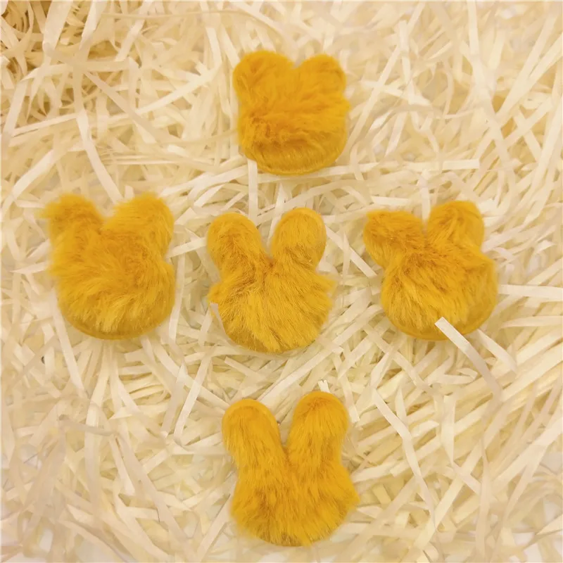 50pcs Plush Patches Rabbit Hair Embellishment Rabbit Head Appliques for Clothing Craft Sewing Supplies DIY Hair Clips Ornament