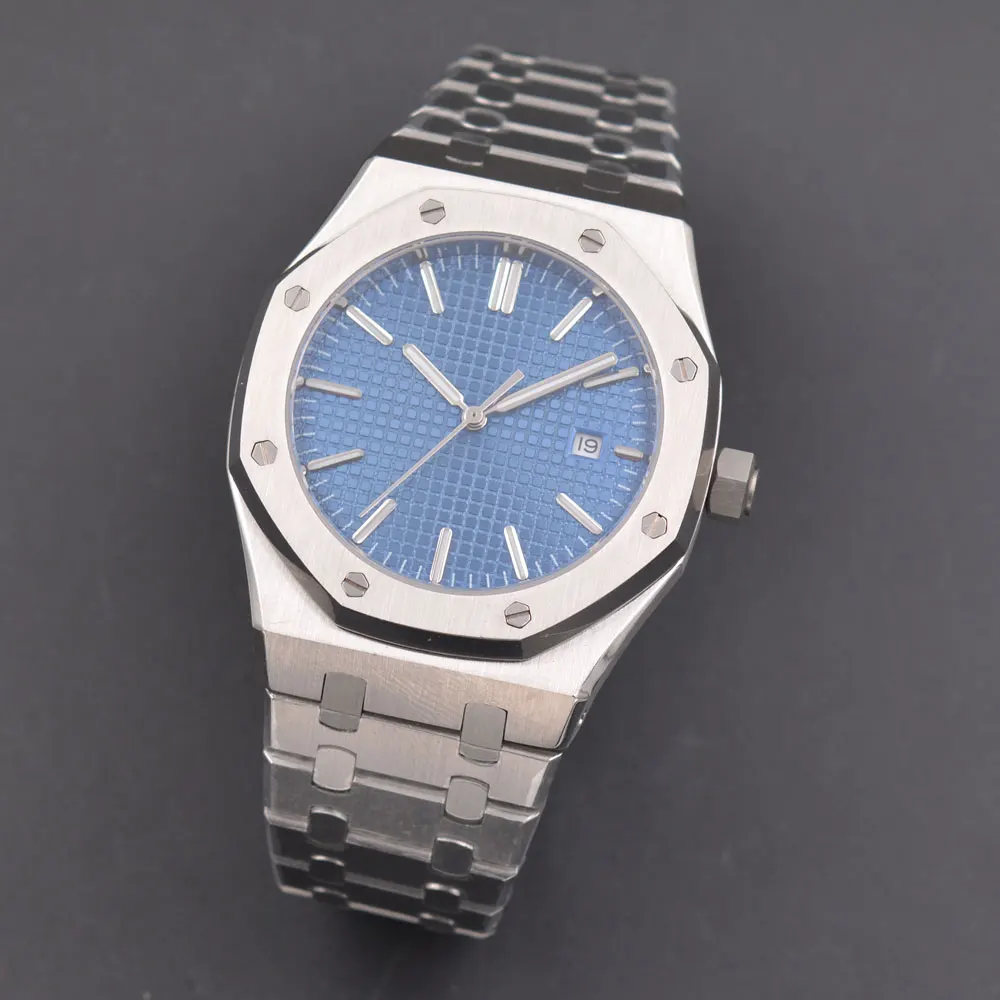 41 мм механические мужские часы серый стерильный циферблат сапфировое стекло из