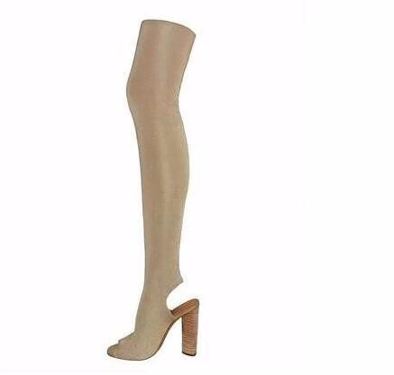 Сапоги женские эластичные выше колена на толстом каблуке 2017 | Обувь