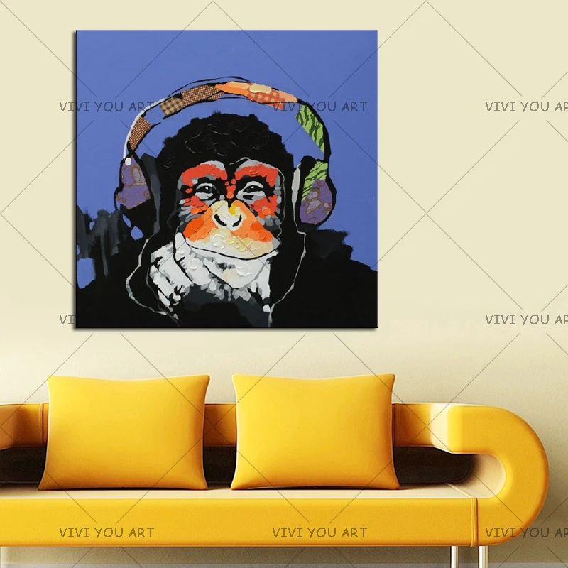 

Ручная роспись маслом на холсте Горилла Современное абстрактное украшение настенные картины Животное ручной работы декор искусство для до...